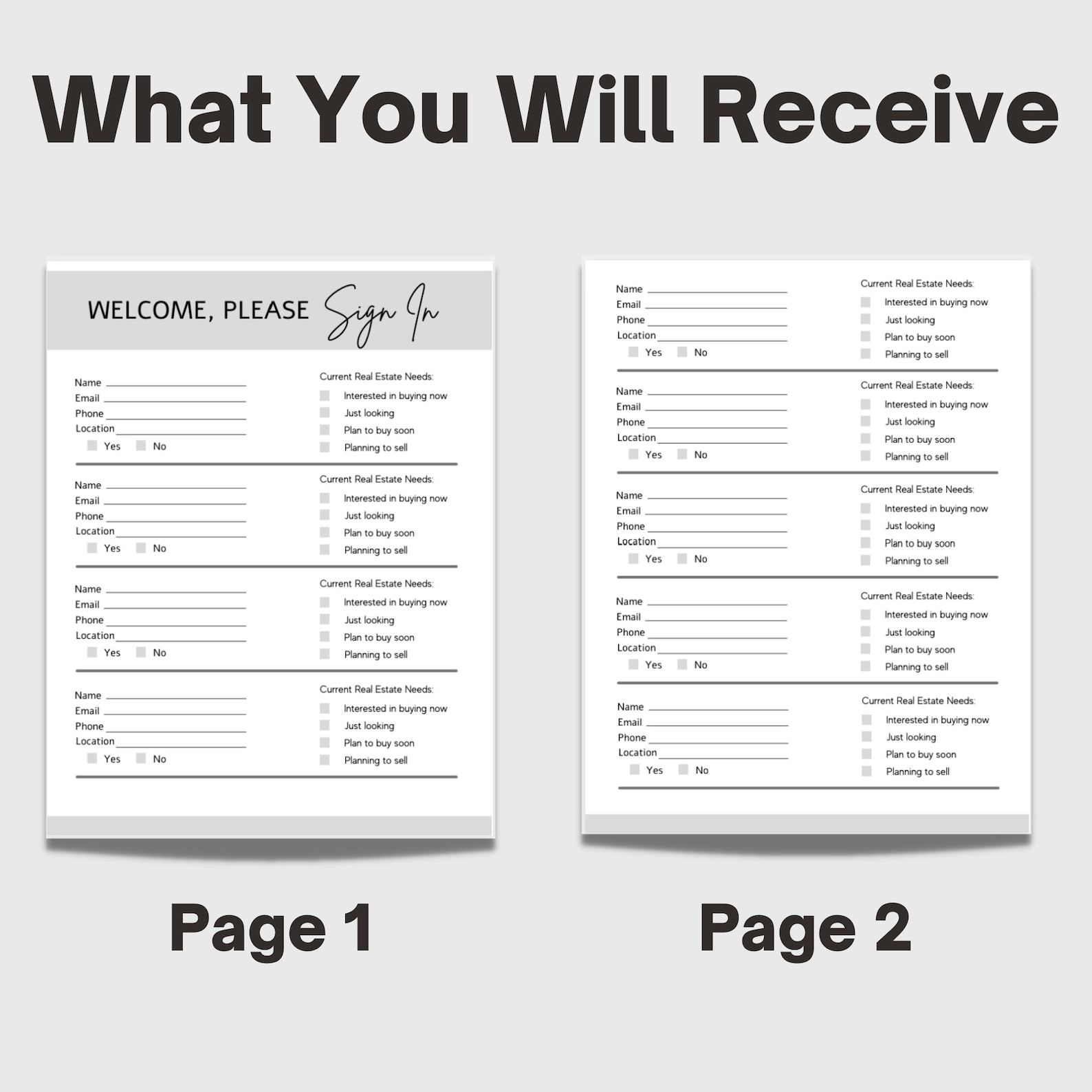 Sign in Sheet for Real Estate Agent Open House Sign in Etsy