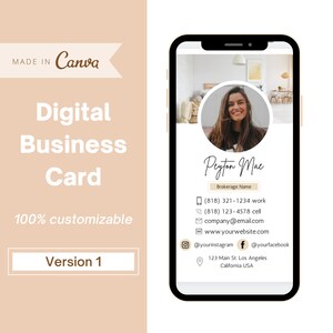 V1 | Digital Business Card Canva Template Real Estate Agent Business Card Marketing Professional Business Card Modern Entrepreneur Template