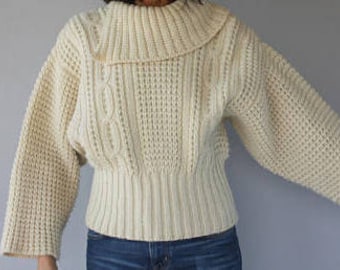Perfect cosy knit Aran wool jumper/ sweater