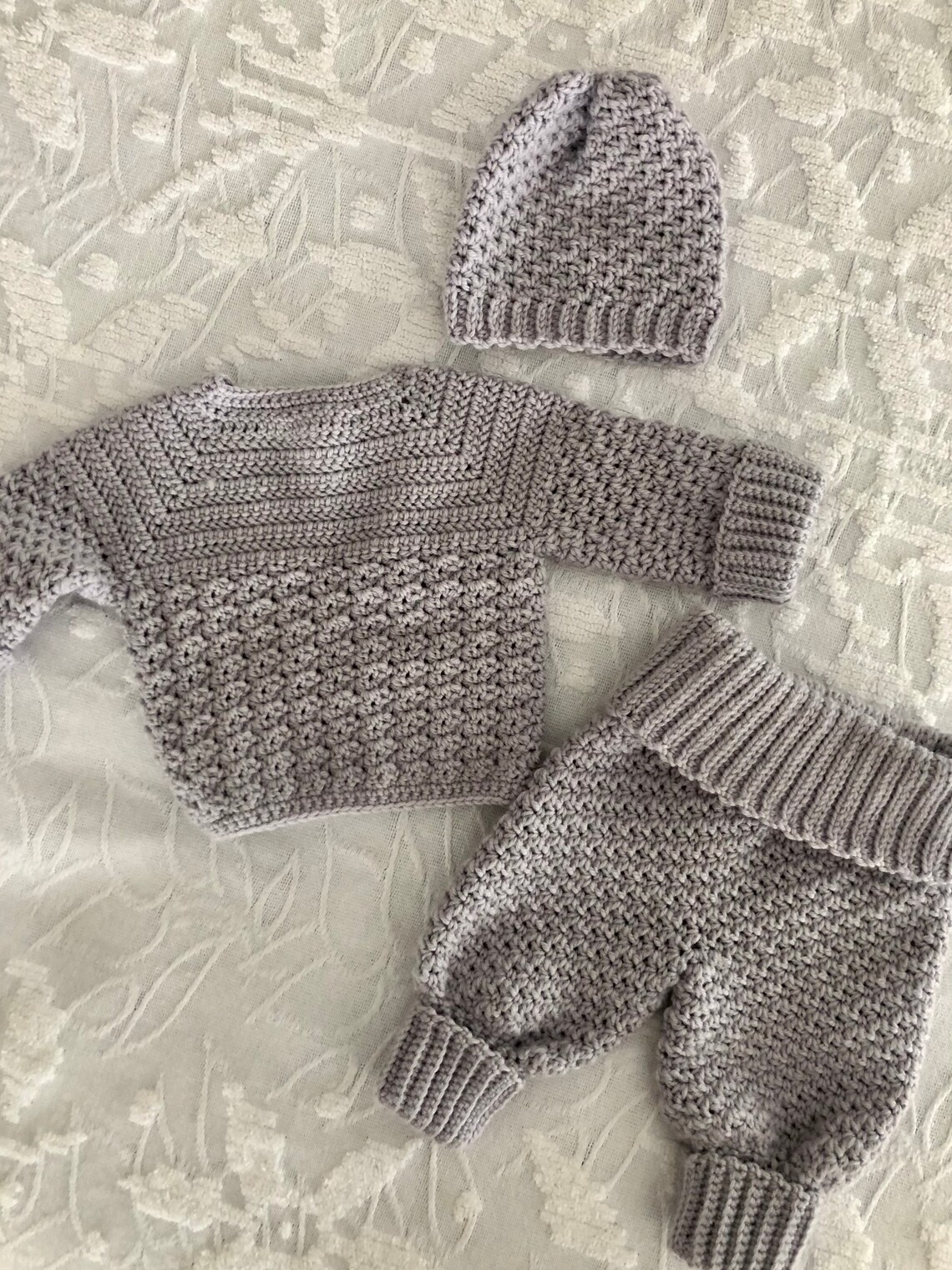 Hand Crochet Merino Wool Baby Sweater/pants/hat Setbaby Gift Etsy