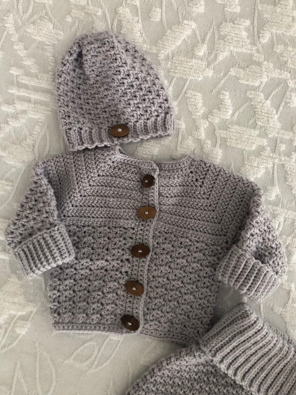 Hand Crochet Merino Wool Baby Sweater/pants/hat Setbaby Gift Etsy