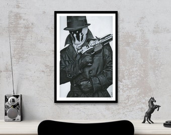 Watchmen: Rorschach 13" x 19" Giclee Print signed by the artist, gifts for him, gifts for her.