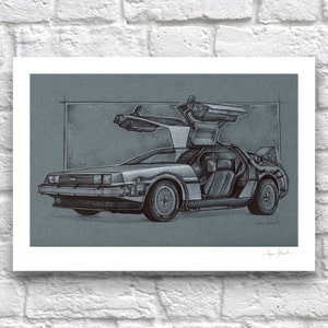 Back To The Future Delorean Signed A4 Art Print