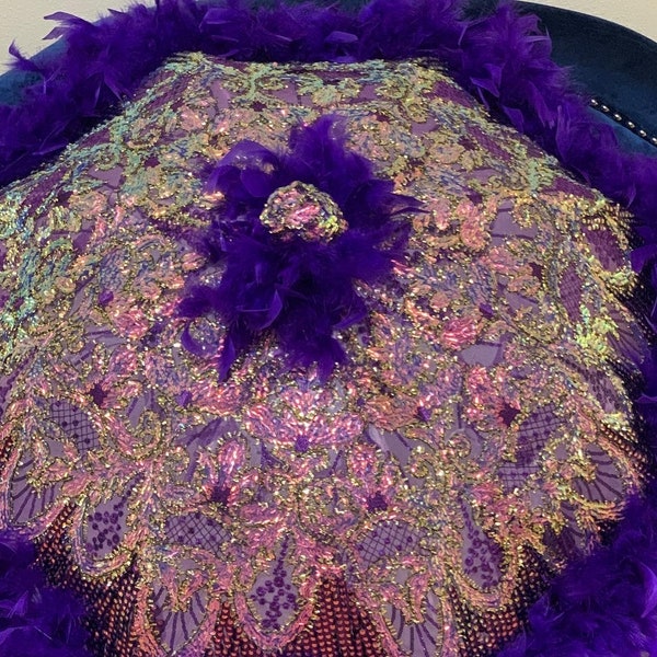 New Orleans 2nd Line Umbrella - Draped w/ Lace & Sequin for any Celebration, Weddings, Anniversaries, Special Occasions