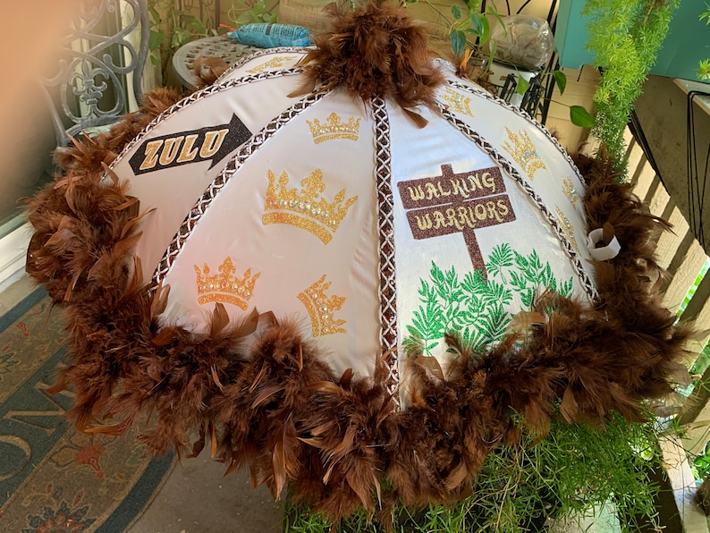 New Orleans Zulu second Line Umbrella W/ Matching 2nd Line Handkerchief Etsy