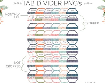 Tab Divider PNG - Botanical Labels -  Digital and Printable Planner, Folder, and Journal Dividers - Instant Download