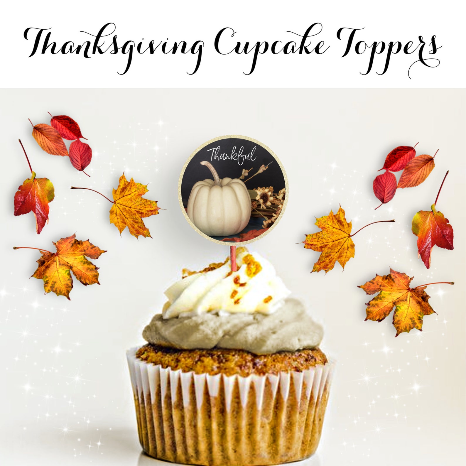 Printable Fall Circle Sticker Labels for Thanksgiving Holiday Cupcake ...