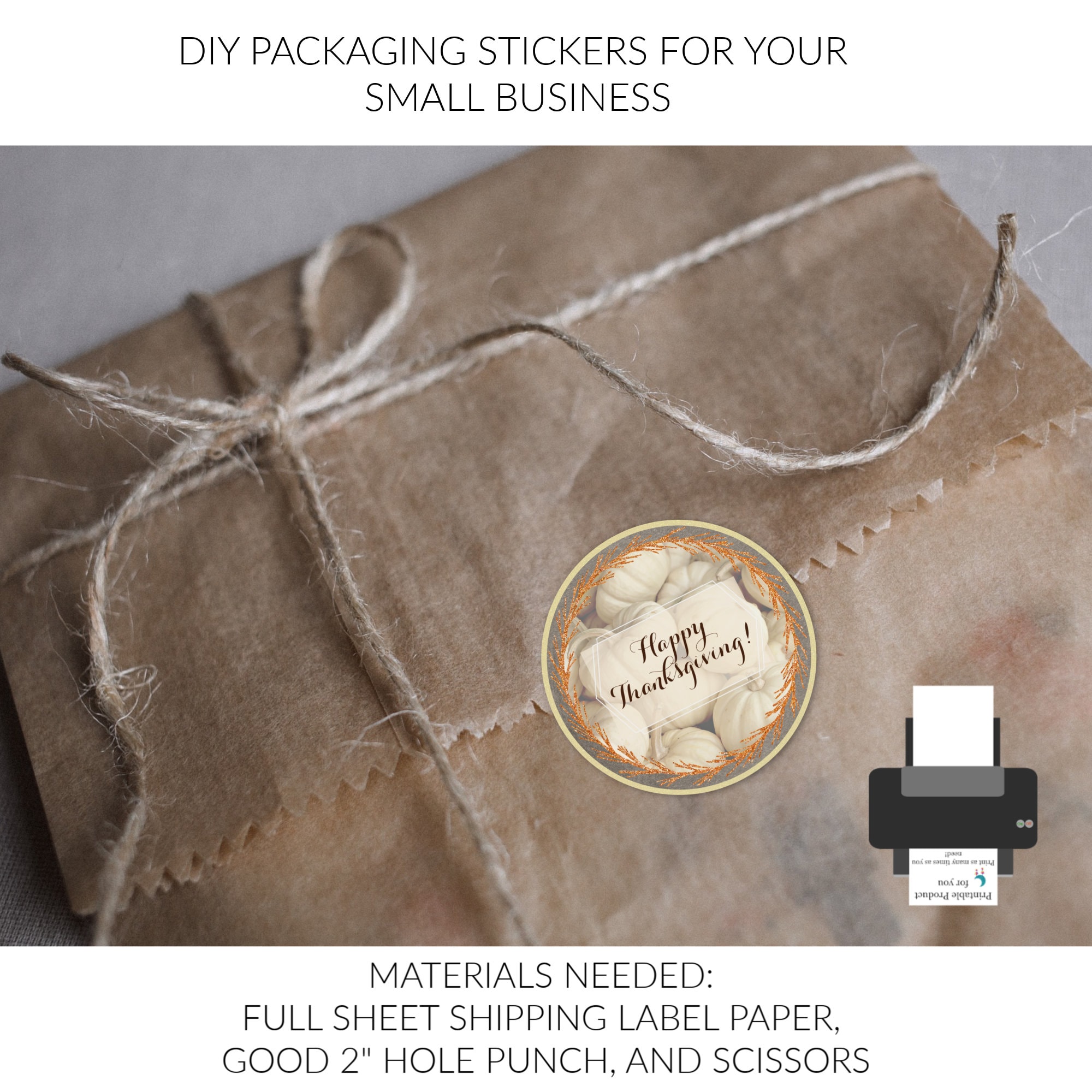 Printable Round Sticker Labels for Thanksgiving Holiday Etsy