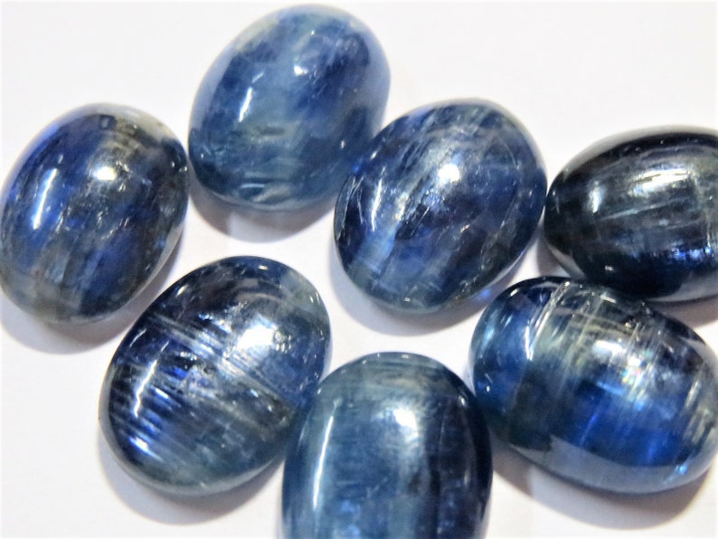 7 pc LARGE Kyanite stone Cabochon LOT 16x12mm CALIBRATED oval stone metaphysical Healing crystals Rare reiki gem pendant jewelry stones