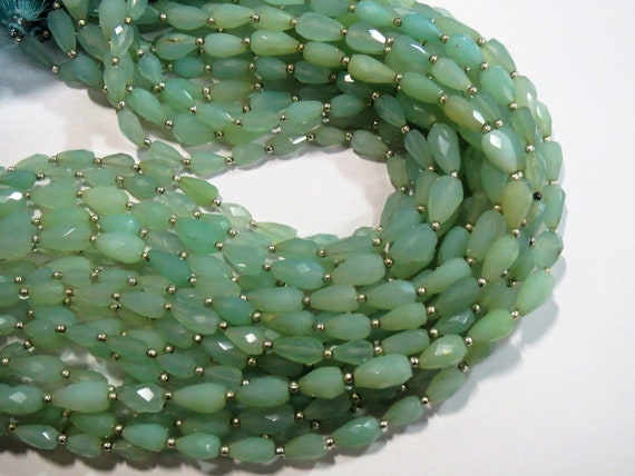 Jewelry Making Faceted Aqua Chalcedony Beads Extremely Rare Natural Aqua Chalcedony Drops Shape Beads 5x10-6.5x11 mm