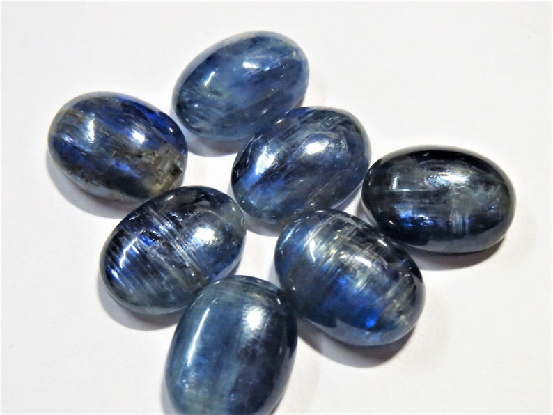 7 pc LARGE Kyanite stone Cabochon LOT 16x12mm CALIBRATED oval stone metaphysical Healing crystals Rare reiki gem pendant jewelry stones