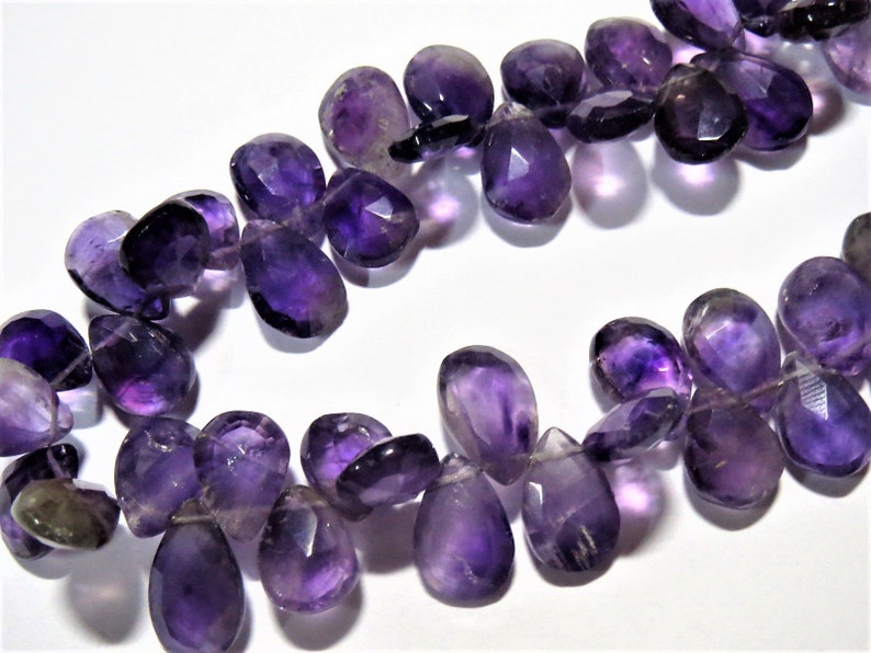 LARGE Amethyst Faceted Briolettes Stone Beads 9 Strand Etsy