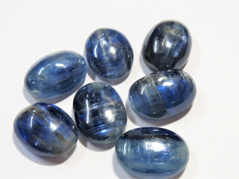 7 pc LARGE Kyanite stone Cabochon LOT 16x12mm CALIBRATED oval stone metaphysical Healing crystals Rare reiki gem pendant jewelry stones