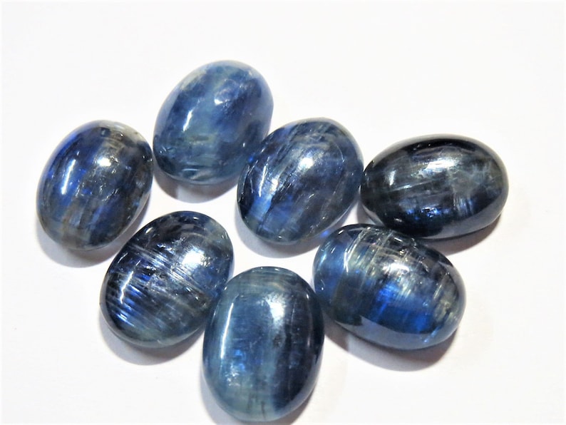 7 pc LARGE Kyanite stone Cabochon LOT 16x12mm CALIBRATED oval stone metaphysical Healing crystals Rare reiki gem pendant jewelry stones