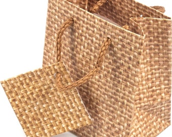 N’icePackaging – 10 Qty – Burlap Paper Tote Gift Bags – For Birthdays/Holidays/Parties/Gifts/Sales/Showers/Special Occasions – 4 Sizes