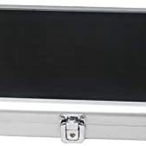 N'icePackaging 1 Qty Deluxe Locking Silver Metal Jewelry Display Case w/Buckle Clasp 2 1/4" Deep w/Glass Top - Key & Black Velcro Pad...