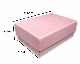 10 Qty USA-Made Light Pink Cotton Filled Gift Boxes - 2 7/16” x 1 5/8” x 13/16”