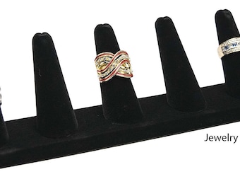 TWO 2-Finger Ring Display Black Velvet Jewelry Showcase rings 