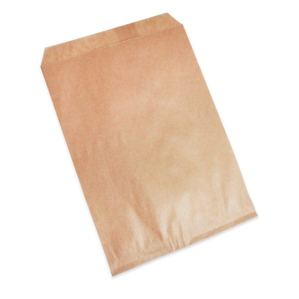 Decorative Flat Paper Gift Bags - Plain Brown Kraft Bags - for Sales/Treats/Parties Cookies/Gifts - N'icePackaging