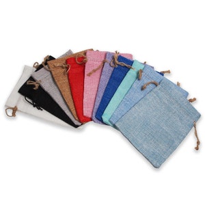 Natural Burlap Fabric Drawstring Bags - 12Bags/Pk (3" x 5")