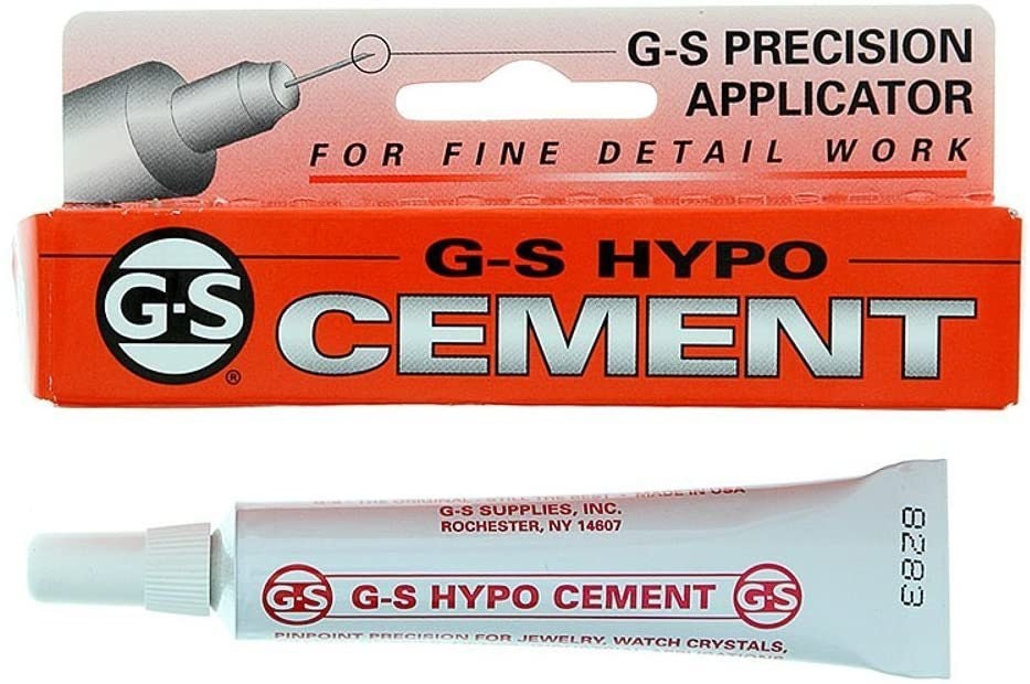 G-S Hypo Cement Glue 1/3 fl. oz. PINPOINT PRECISION Dries Clear, Stays  Clear - Will Not Bond Fingers Jewelry Watch Repair Rhinestones More!