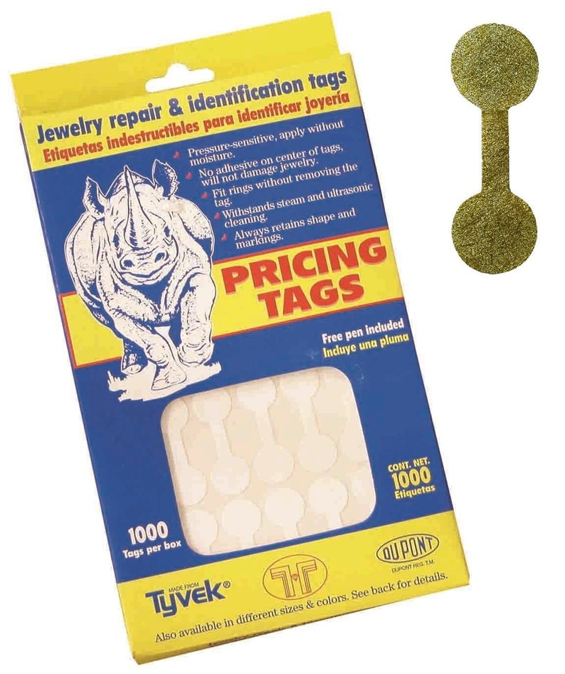 Price and Indentification TagsTyvek Self Adhesive RectangleDumbbellBarbell Jewelry Price Tags 1000 pieces Jewelry Repair Short - 35...