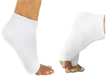 White Toeless Socks-2 Pairs - Perfect Yoga socks, dance socks, exercise socks, pedicure socks, and more