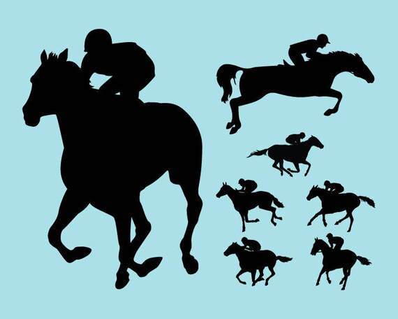 Download SVG DXF PNG Cut Files Silhouette Horse Racing Cutting | Etsy