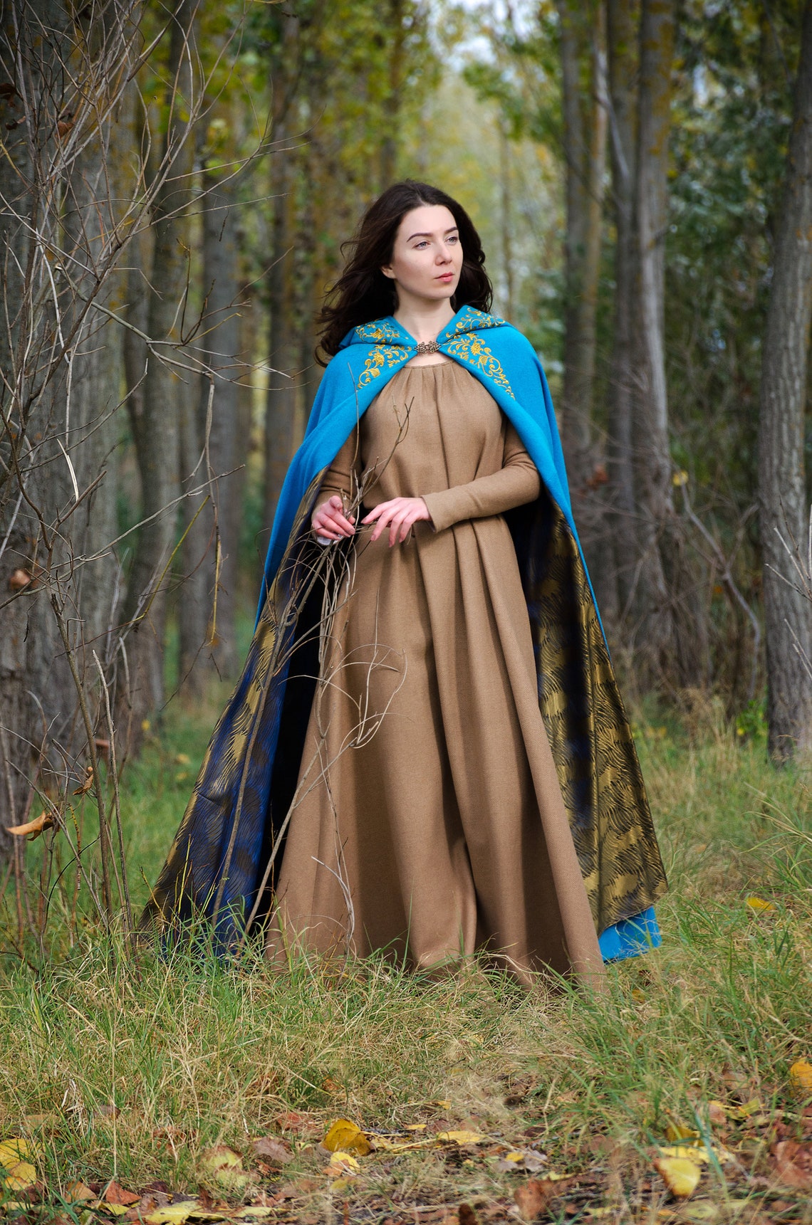 Medieval wool cloak with a hood Elven wedding clothing. Etsy