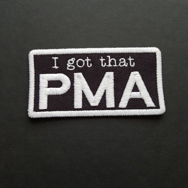 P.M.A. positive mental attitude. Patch. Bad brains / straight edge inspired embroidered patch. Vegan patch. Rasta