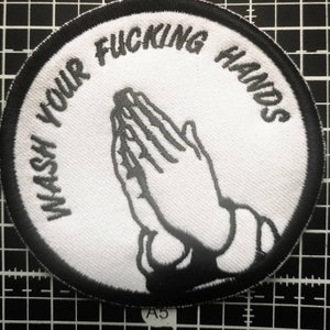 Wash your hands patch. Anti social. Embroidered patch. Iron on patch