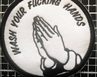 Wash your hands patch. Anti social. Embroidered patch. Iron on patch