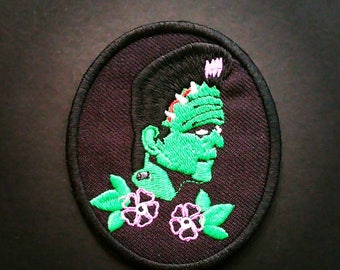 Frankenstein patch. Old school style. Iron on patch. Embroidered patch.