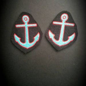 Anchor double pack. Embroidered on soft felt. Perfect for accessorising. Iron on patch. Sew on patch. Embroidered patches.