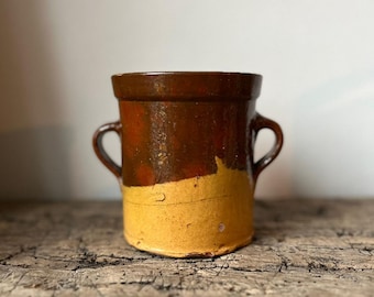Antique European Italian confit pot - Clay / Stone Jug / vessel - Country House vintage - Rustic Farmhouse style