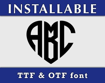 Heart Font Monogram True Type Monogram font Cricut Monogram Font Silhouette monogram font install monogram font installable font