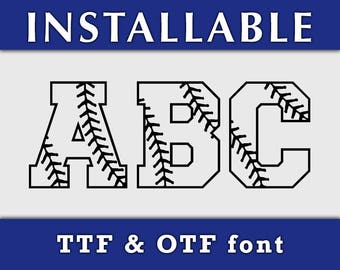Baseball font TTF, True Type Font, Typing font, Installable font, Baseball Stitches font, digital font, Cricut font, Silhouette Cameo font