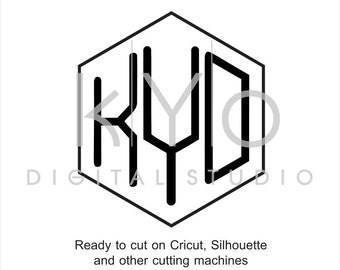 Hexagon monogram font svg files, Hexagonal monogram font svg, six sided monogram, cricut design space, silhouette, svg files, digital font