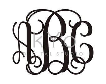 Cricut Monogram letters SVG cut files, Interlocking Monogram font SVG files for Cricut Silhouette dxf files, Vine Monogram letters svg font