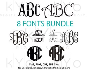 Fonts for Cricut svg files Font svg files Cricut Monogram Font Bundle svg Cricut design space Silhouette Studio font download svg