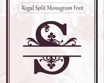 Regal Split Monogram font svg alphabet letters dxf eps png file format, split letters, cricut design space, silhouette, sure cuts a lot