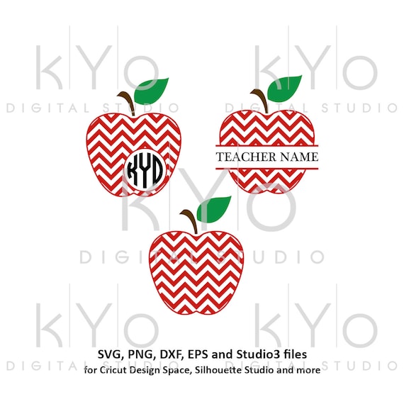 Chevron Pattern Apple Svg Teacher Monogram Svg Apple Monogram Etsy