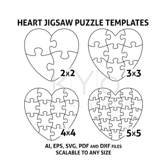 Download Heart Jigsaw Puzzle Templates AI EPS SVG pdf dxf files ...