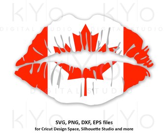 Canada Girl Lips svg Canadian flag svg Canada Day svg Canada Flag Lips SVG files for Cricut Silhouette DXF files PNG Clipart Vector image