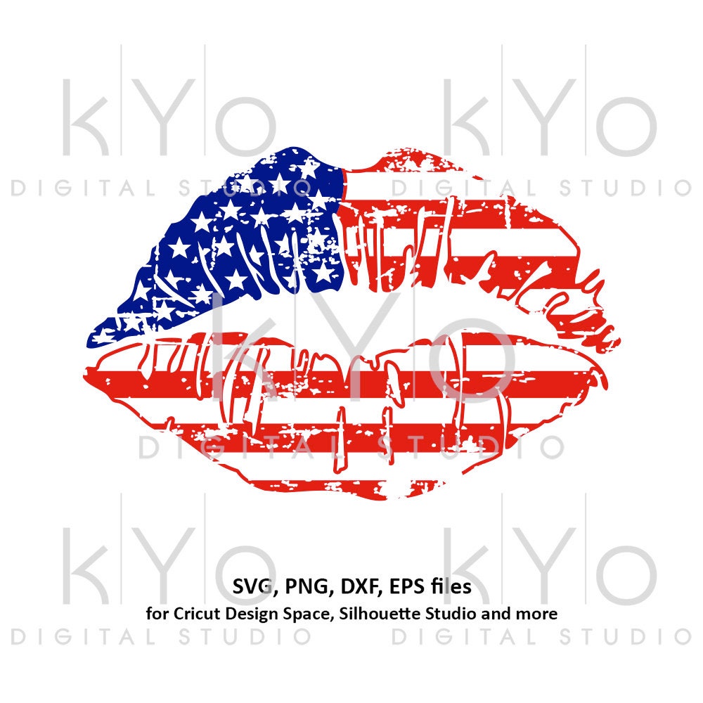 Download Free Distressed American Girl Lips Svg 4th Fourth Of July Us Flag Etsy SVG Cut Files