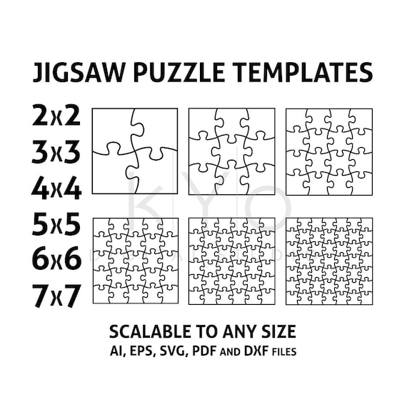 jigsaw puzzle templates ai eps svg pdf dxf files square etsy