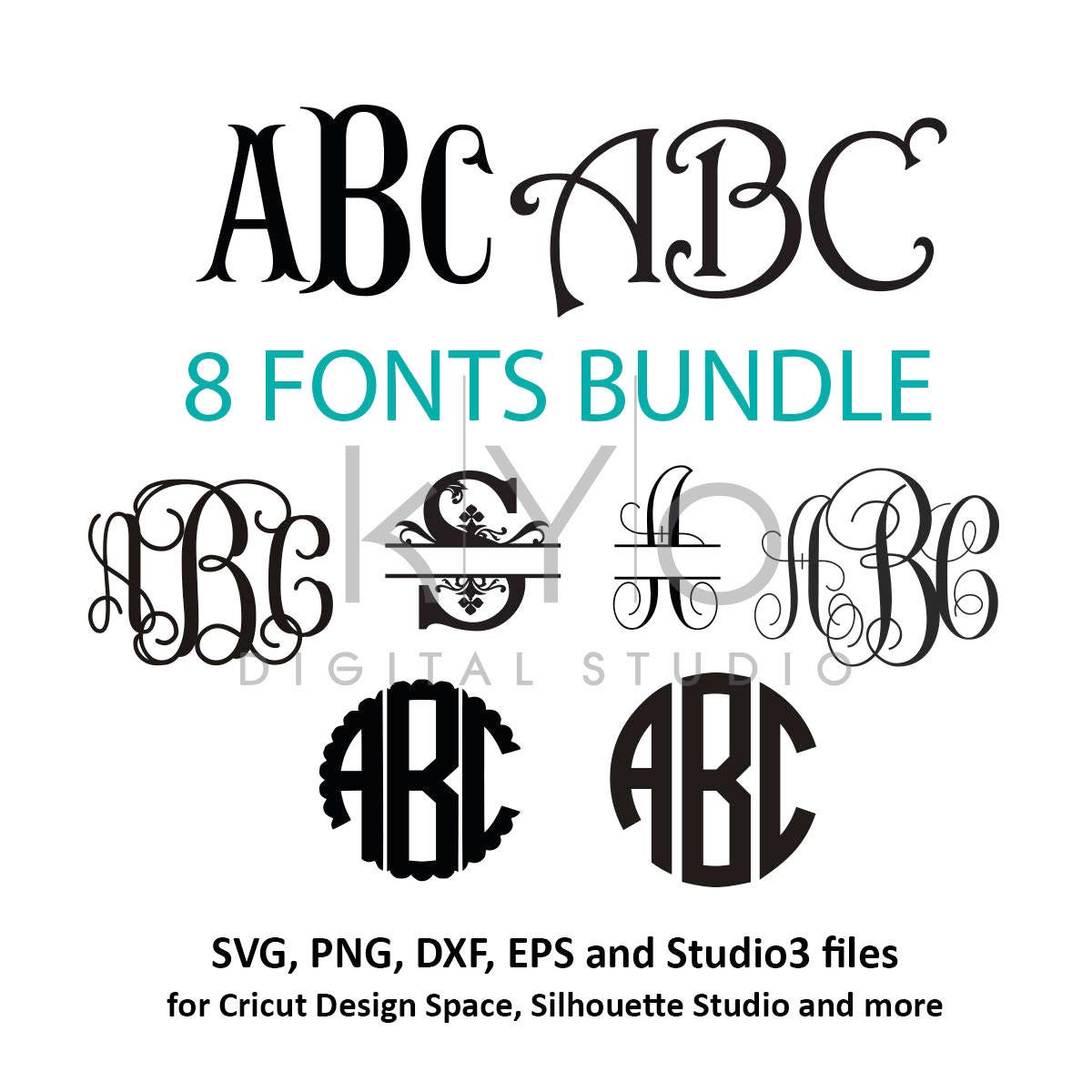 Fonts for Cricut svg files Font svg files Cricut Monogram Font Bundle svg Cricut design space ...