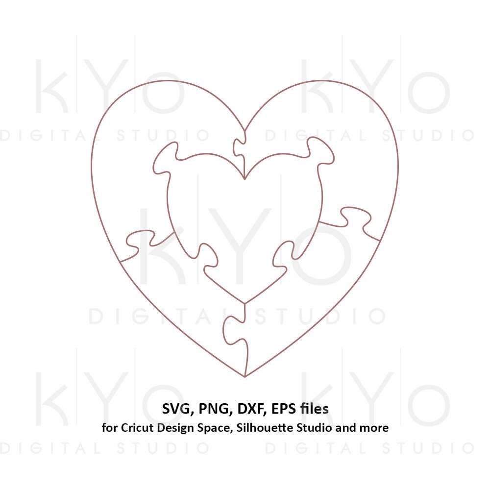 Heart In Heart Jigsaw Puzzle Templates AI EPS Dxf SVG Png Etsy