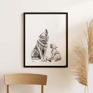 Wolf and cub - Print