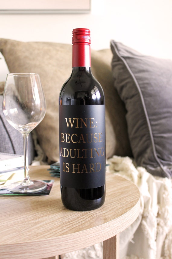 Sassy Wine Adulting Wine Label Calm F*ck Down Mature Curse Word Label Cuss Words Curse Words Bad Word Gift Funny Gift